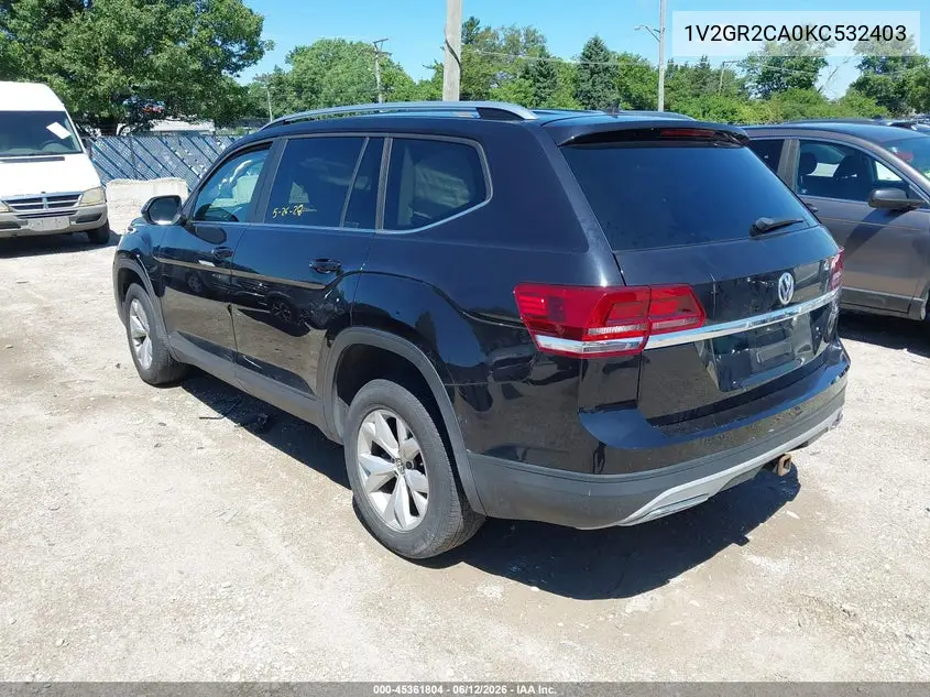 2019 Volkswagen Atlas 3.6L V6 S VIN: 1V2GR2CA0KC532403 Lot: 45361804