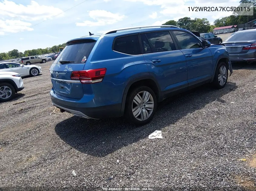 2019 Volkswagen Atlas 3.6L V6 Se W/Technology VIN: 1V2WR2CA7KC520115 Lot: 45364327
