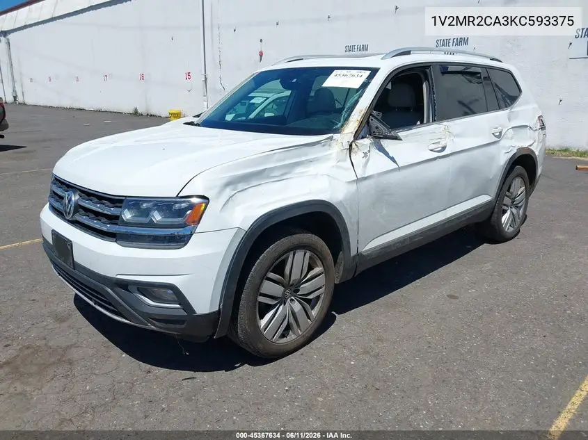 2019 Volkswagen Atlas 3.6L V6 Sel VIN: 1V2MR2CA3KC593375 Lot: 45367634