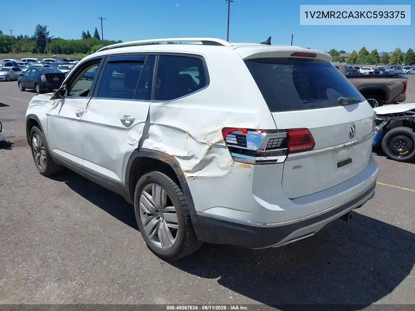 2019 Volkswagen Atlas 3.6L V6 Sel VIN: 1V2MR2CA3KC593375 Lot: 45367634