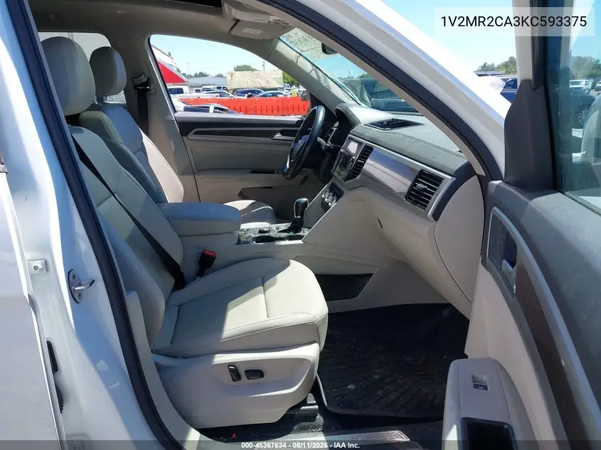 2019 Volkswagen Atlas 3.6L V6 Sel VIN: 1V2MR2CA3KC593375 Lot: 45367634