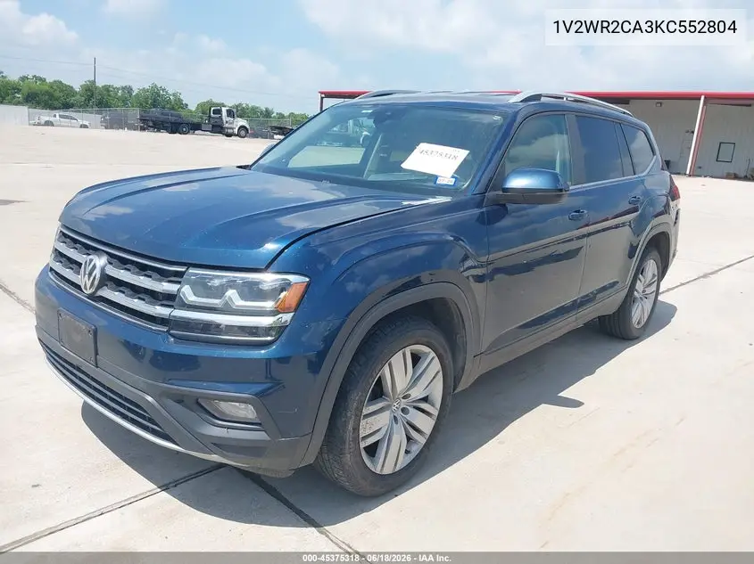 2019 Volkswagen Atlas 3.6L V6 Se W/Technology VIN: 1V2WR2CA3KC552804 Lot: 45375318