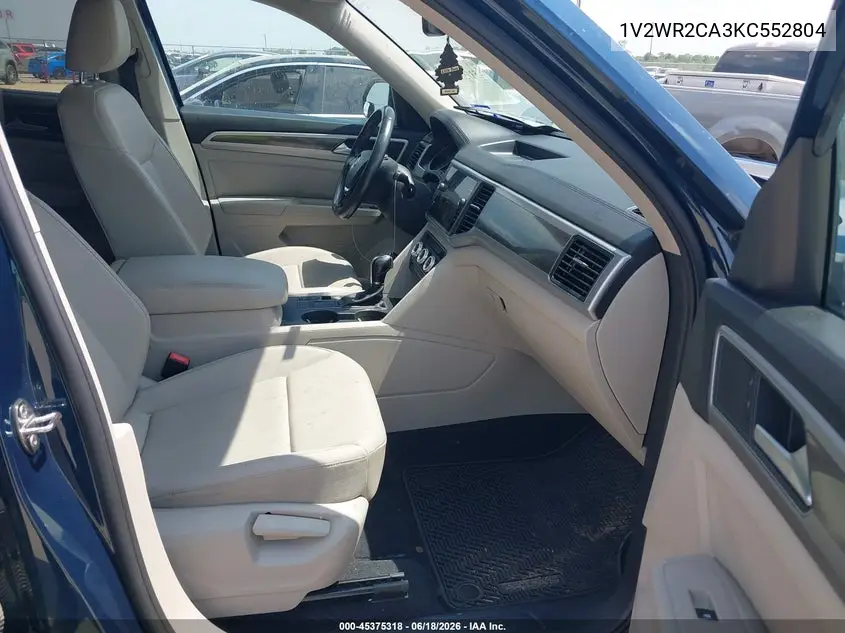 2019 Volkswagen Atlas 3.6L V6 Se W/Technology VIN: 1V2WR2CA3KC552804 Lot: 45375318