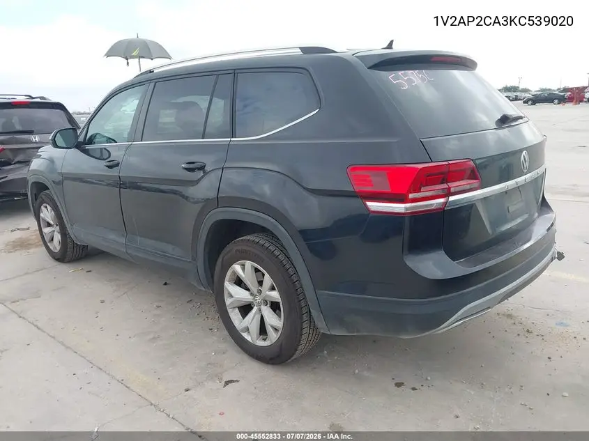 2019 Volkswagen Atlas 2.0T S VIN: 1V2AP2CA3KC539020 Lot: 45552833