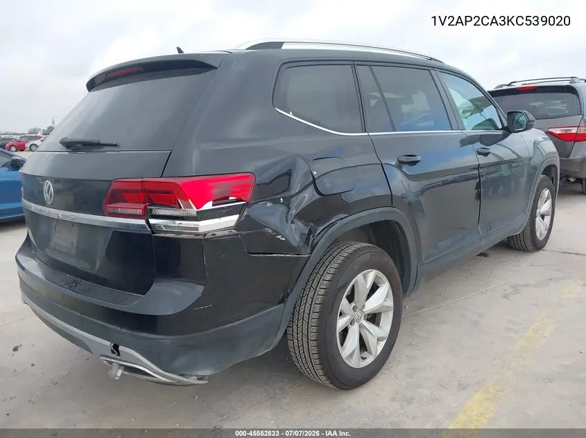 2019 Volkswagen Atlas 2.0T S VIN: 1V2AP2CA3KC539020 Lot: 45552833