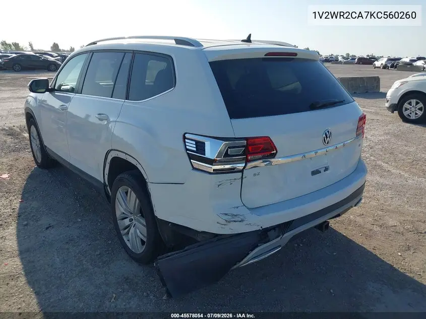 2019 Volkswagen Atlas 3.6L V6 Se W/Technology VIN: 1V2WR2CA7KC560260 Lot: 45578054