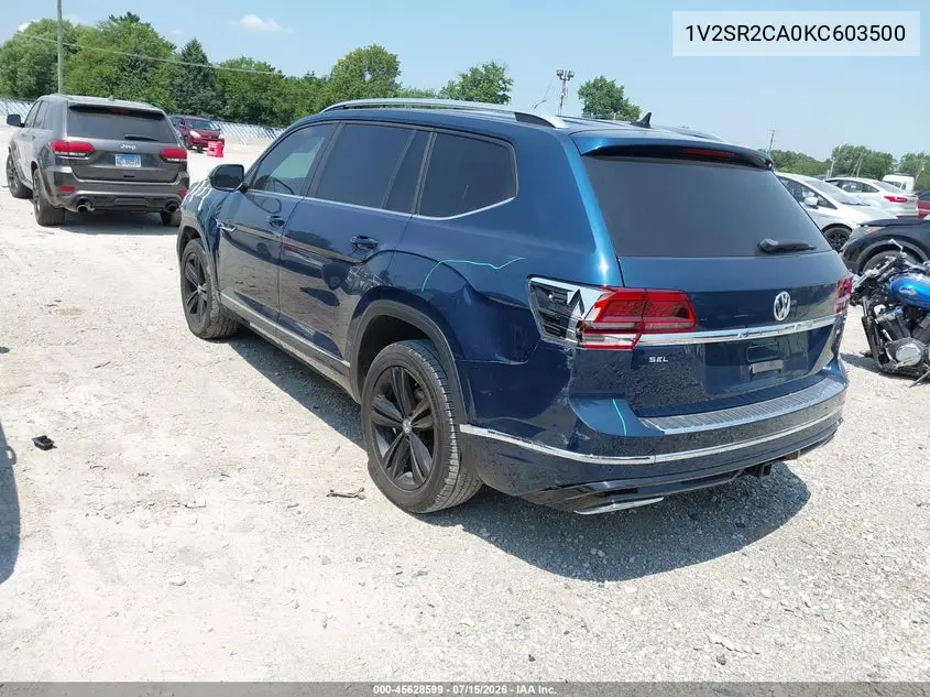 2019 Volkswagen Atlas 3.6L V6 Sel R-Line VIN: 1V2SR2CA0KC603500 Lot: 45628599