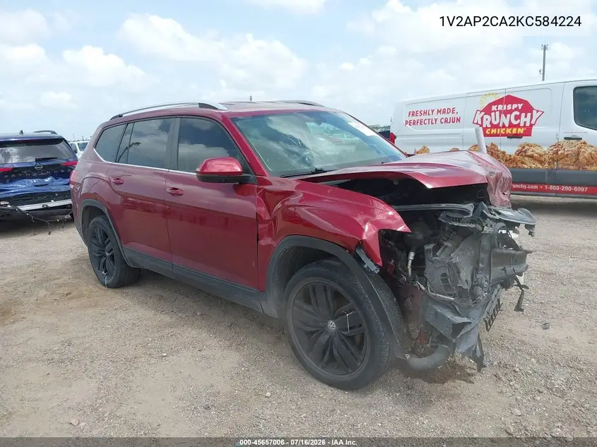 2019 Volkswagen Atlas 2.0T S VIN: 1V2AP2CA2KC584224 Lot: 45657006
