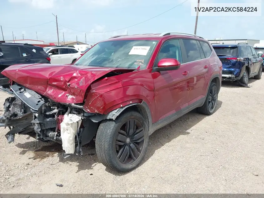 2019 Volkswagen Atlas 2.0T S VIN: 1V2AP2CA2KC584224 Lot: 45657006