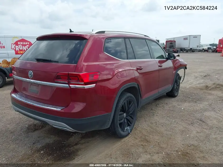 2019 Volkswagen Atlas 2.0T S VIN: 1V2AP2CA2KC584224 Lot: 45657006