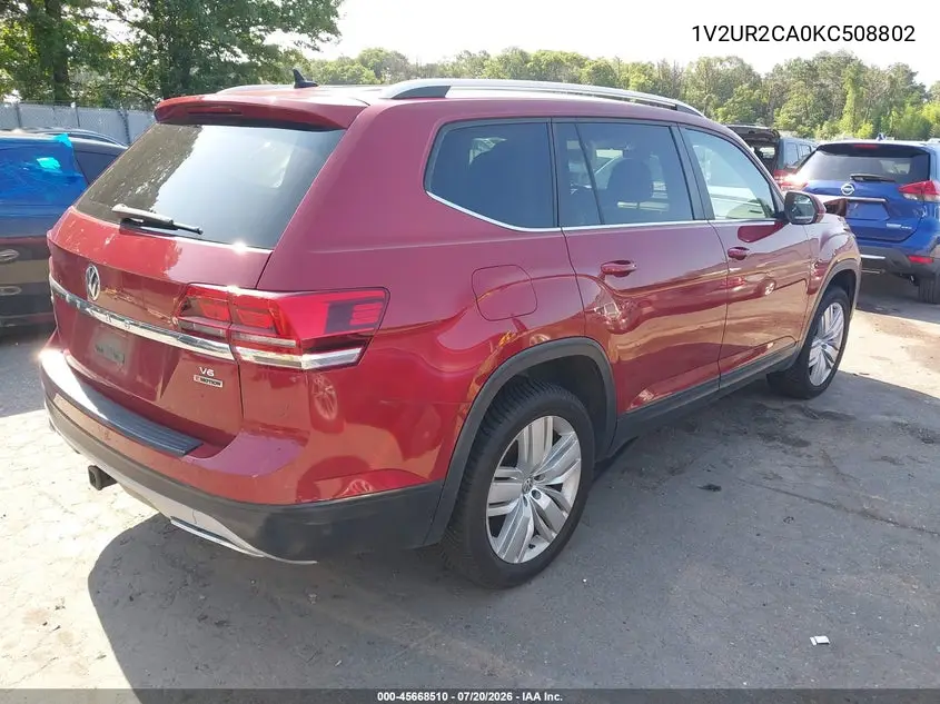 2019 Volkswagen Atlas 3.6L V6 Se W/Technology VIN: 1V2UR2CA0KC508802 Lot: 45668510
