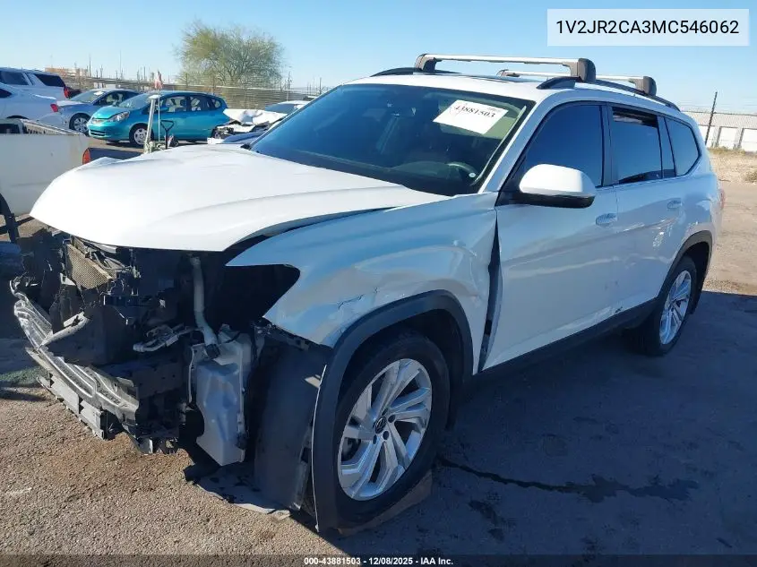 1V2JR2CA3MC546062 2021 Volkswagen Atlas 3.6L V6 Se W/Technology