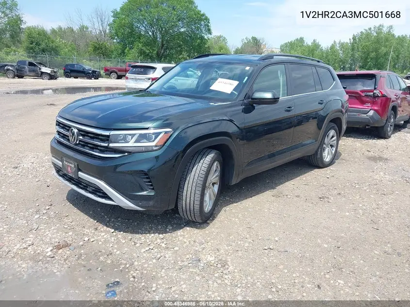 2021 Volkswagen Atlas 3.6L V6 Se W/Technology VIN: 1V2HR2CA3MC501668 Lot: 45346986