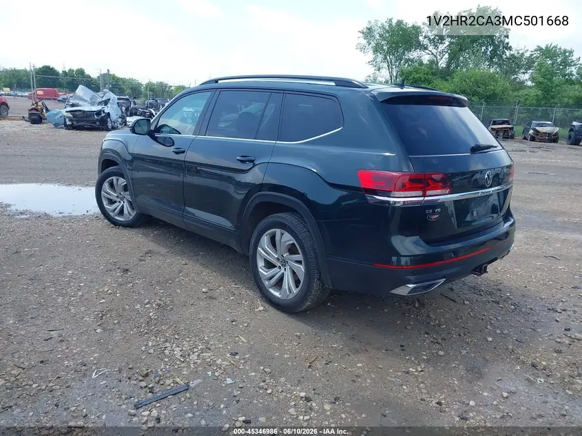 2021 Volkswagen Atlas 3.6L V6 Se W/Technology VIN: 1V2HR2CA3MC501668 Lot: 45346986