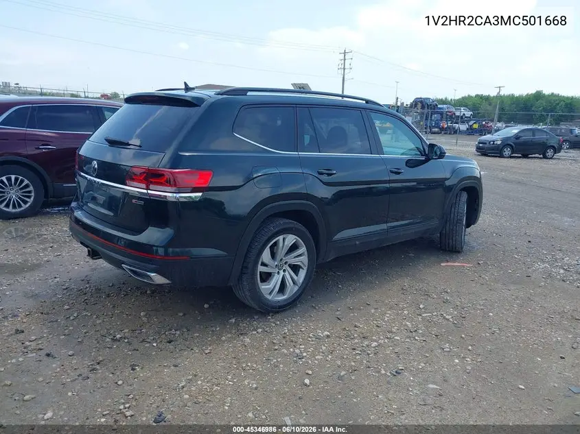 2021 Volkswagen Atlas 3.6L V6 Se W/Technology VIN: 1V2HR2CA3MC501668 Lot: 45346986