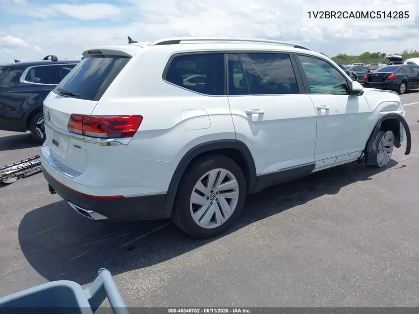2021 Volkswagen Atlas 3.6L V6 Sel VIN: 1V2BR2CA0MC514285 Lot: 45348782