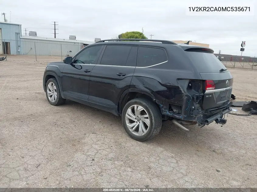 2021 Volkswagen Atlas 3.6L V6 Se W/Technology VIN: 1V2KR2CA0MC535671 Lot: 45353974