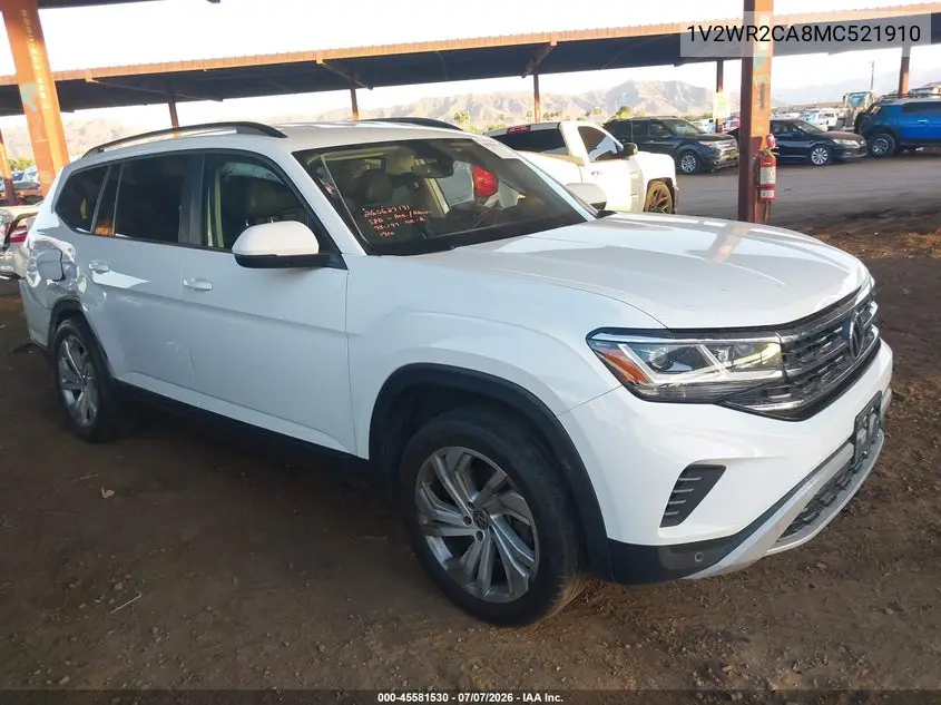 2021 Volkswagen Atlas 3.6L V6 Se W/Technology VIN: 1V2WR2CA8MC521910 Lot: 45581530