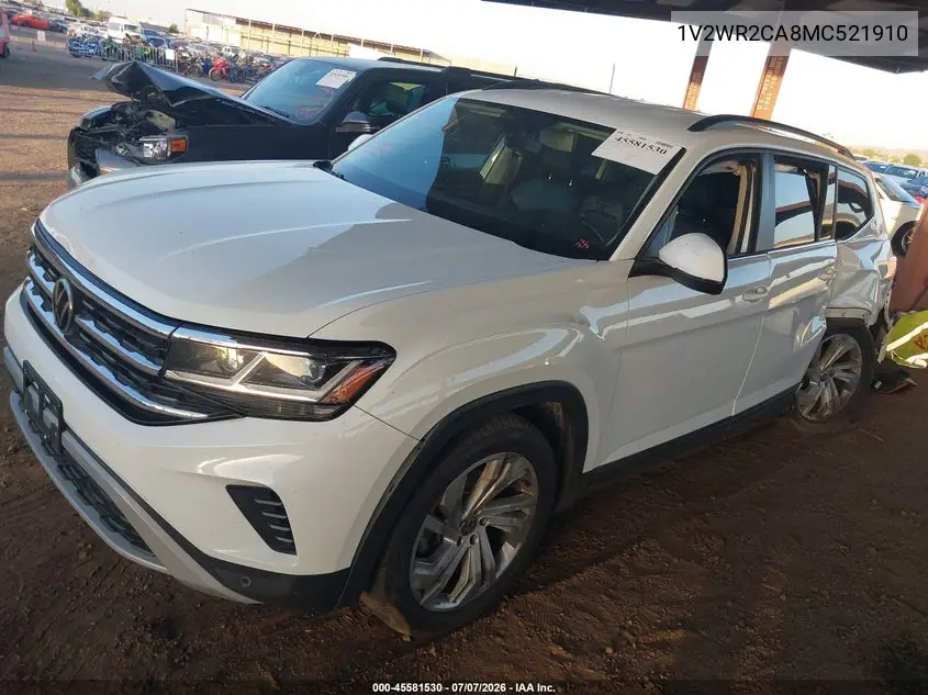 2021 Volkswagen Atlas 3.6L V6 Se W/Technology VIN: 1V2WR2CA8MC521910 Lot: 45581530