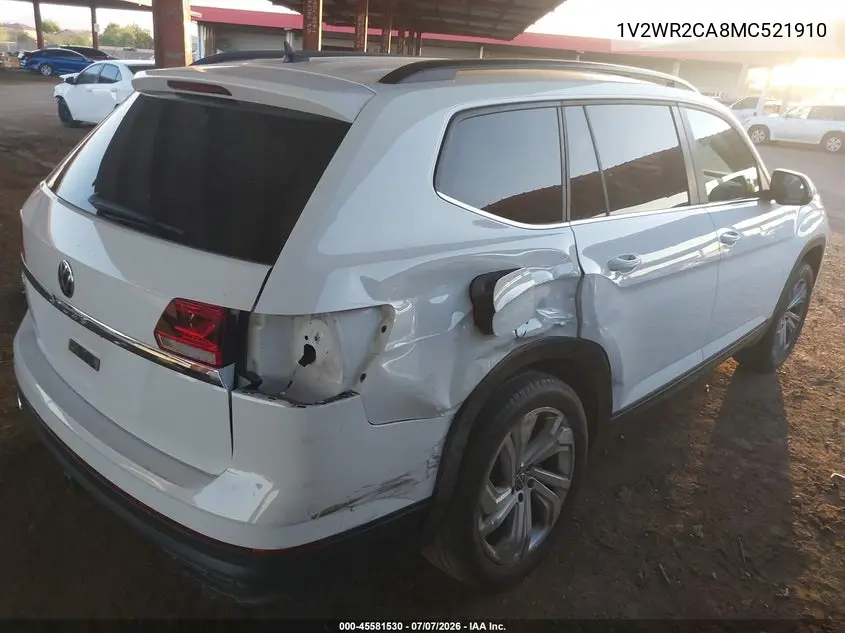 2021 Volkswagen Atlas 3.6L V6 Se W/Technology VIN: 1V2WR2CA8MC521910 Lot: 45581530