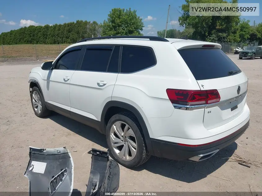 2021 Volkswagen Atlas 3.6L V6 Se W/Technology VIN: 1V2WR2CA4MC550997 Lot: 45588289