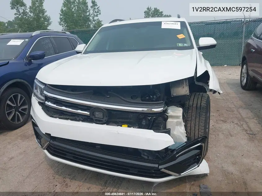 2021 Volkswagen Atlas 3.6L V6 Se W/Technology R-Line VIN: 1V2RR2CAXMC597254 Lot: 45624681