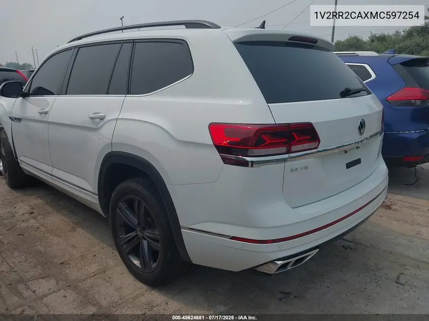 2021 Volkswagen Atlas 3.6L V6 Se W/Technology R-Line VIN: 1V2RR2CAXMC597254 Lot: 45624681