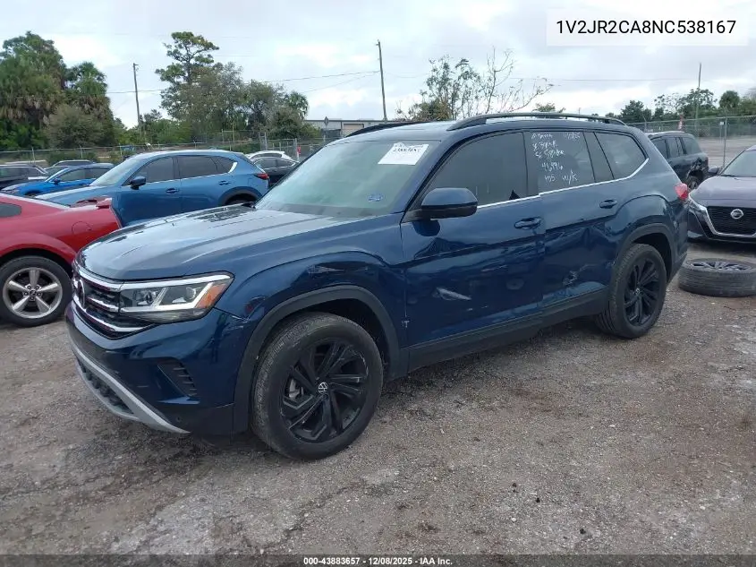 1V2JR2CA8NC538167 2022 Volkswagen Atlas 3.6L V6 Se W/Technology