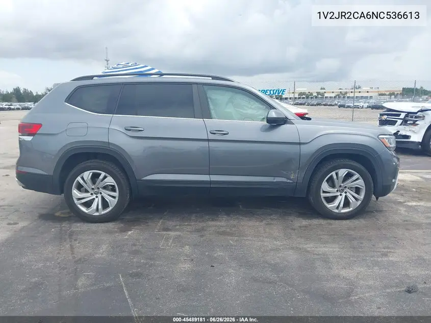 2022 Volkswagen Atlas 3.6L V6 Se W/Technology VIN: 1V2JR2CA6NC536613 Lot: 45489181