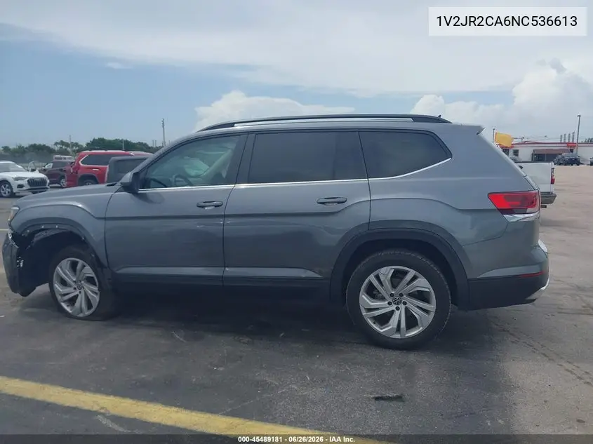 2022 Volkswagen Atlas 3.6L V6 Se W/Technology VIN: 1V2JR2CA6NC536613 Lot: 45489181
