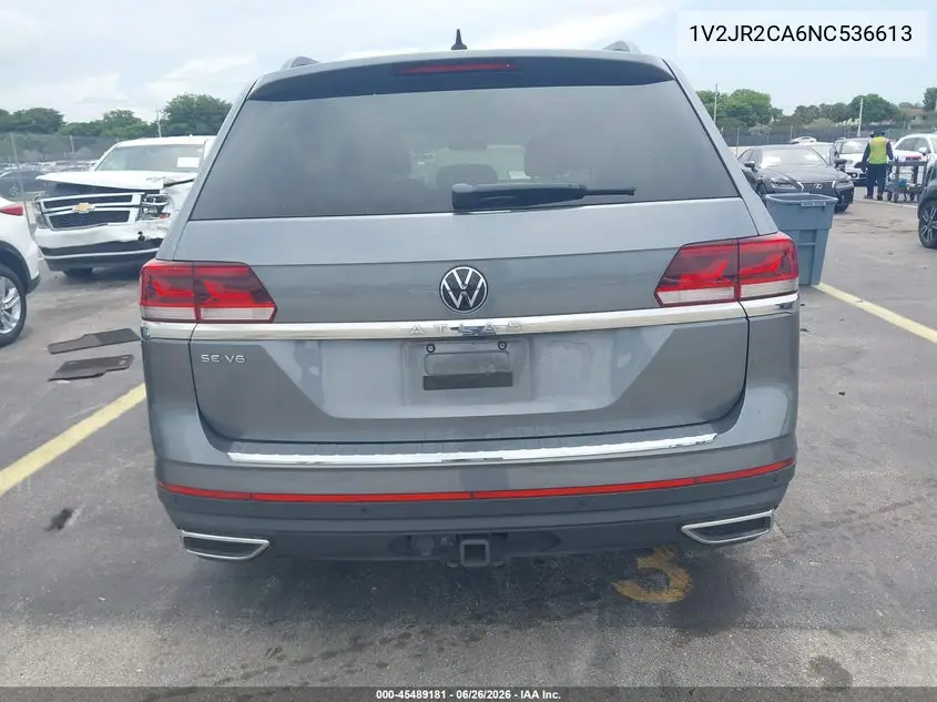 2022 Volkswagen Atlas 3.6L V6 Se W/Technology VIN: 1V2JR2CA6NC536613 Lot: 45489181
