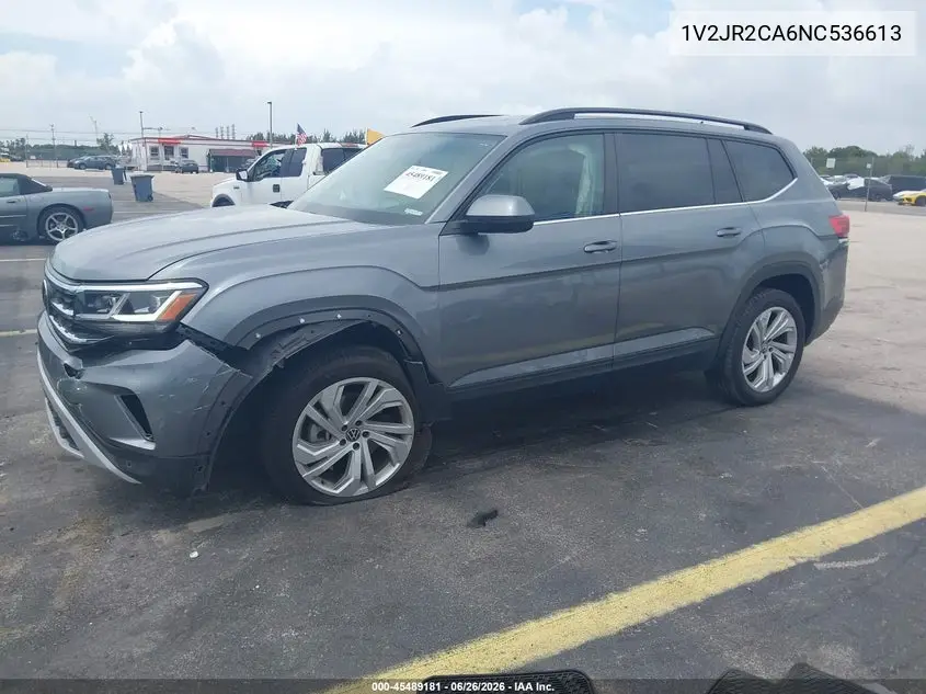 2022 Volkswagen Atlas 3.6L V6 Se W/Technology VIN: 1V2JR2CA6NC536613 Lot: 45489181