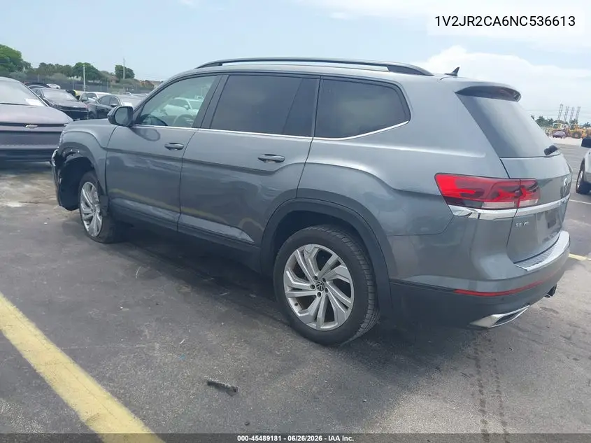2022 Volkswagen Atlas 3.6L V6 Se W/Technology VIN: 1V2JR2CA6NC536613 Lot: 45489181