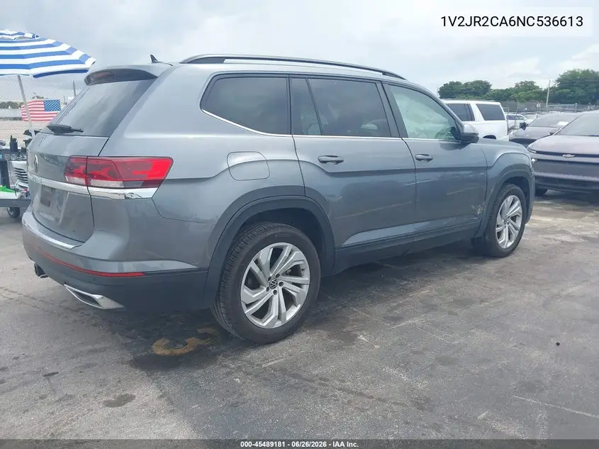2022 Volkswagen Atlas 3.6L V6 Se W/Technology VIN: 1V2JR2CA6NC536613 Lot: 45489181