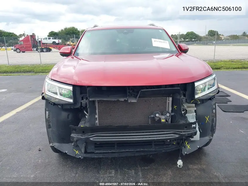 2022 Volkswagen Atlas 3.6L V6 Sel Premium R-Line VIN: 1V2FR2CA6NC506100 Lot: 45541557