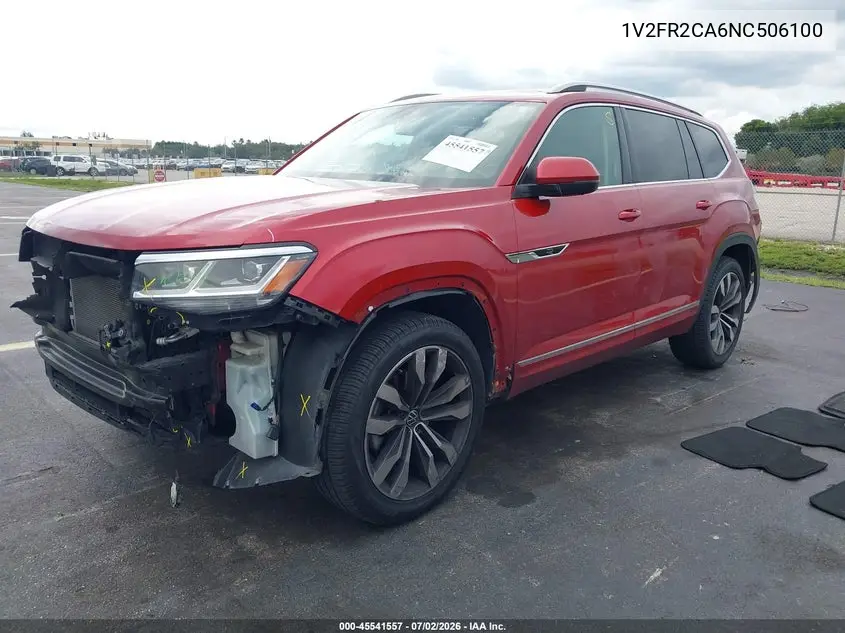 2022 Volkswagen Atlas 3.6L V6 Sel Premium R-Line VIN: 1V2FR2CA6NC506100 Lot: 45541557