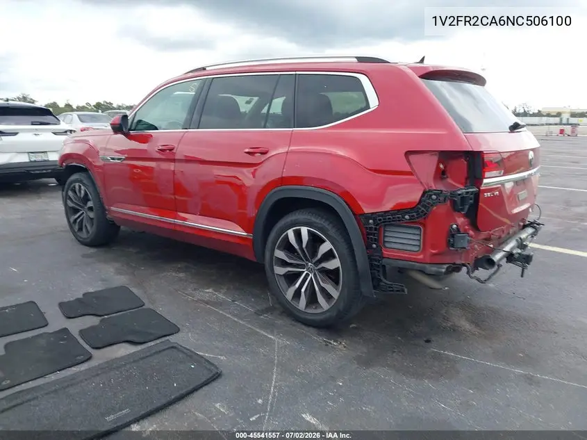 2022 Volkswagen Atlas 3.6L V6 Sel Premium R-Line VIN: 1V2FR2CA6NC506100 Lot: 45541557