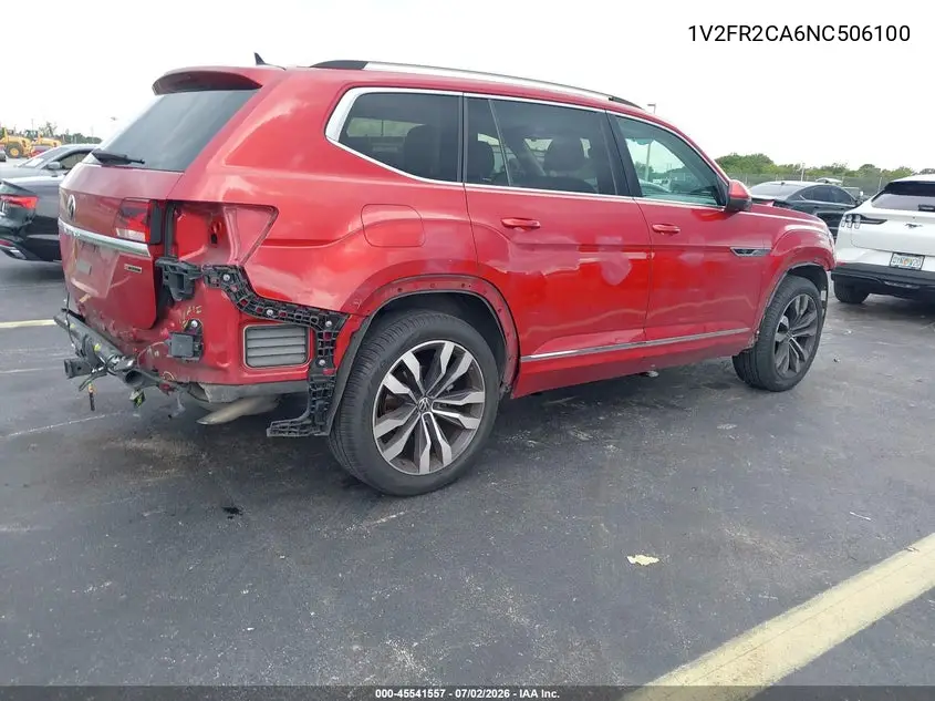 2022 Volkswagen Atlas 3.6L V6 Sel Premium R-Line VIN: 1V2FR2CA6NC506100 Lot: 45541557