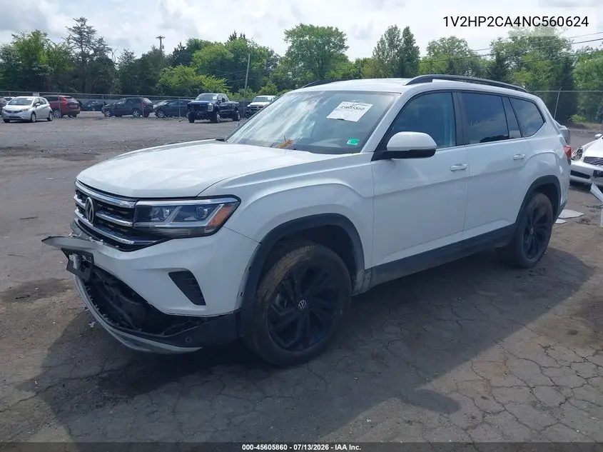 2022 Volkswagen Atlas 2.0T Se W/Technology VIN: 1V2HP2CA4NC560624 Lot: 45605860