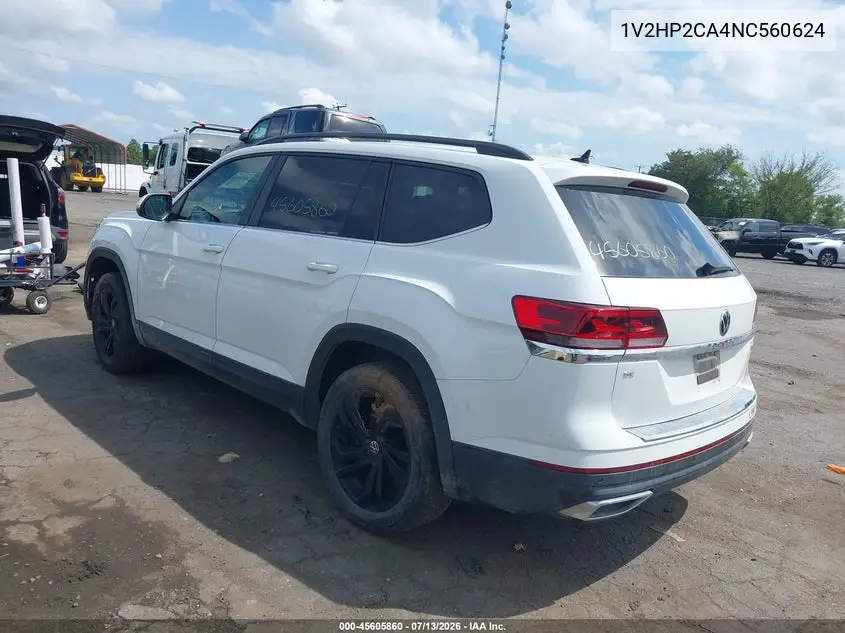 2022 Volkswagen Atlas 2.0T Se W/Technology VIN: 1V2HP2CA4NC560624 Lot: 45605860