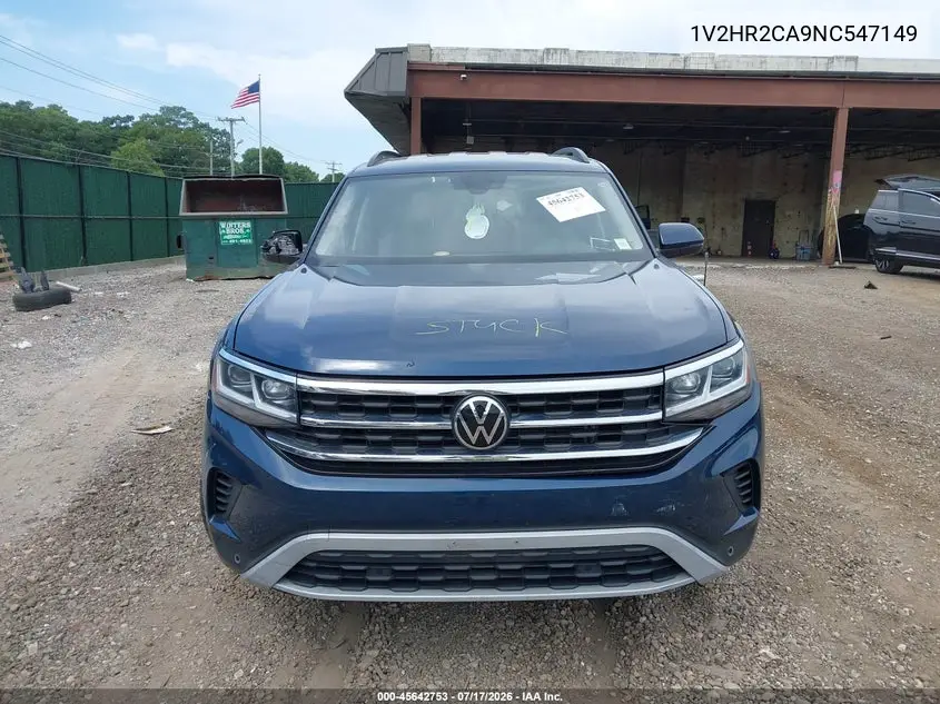 2022 Volkswagen Atlas 3.6L V6 Se W/Technology VIN: 1V2HR2CA9NC547149 Lot: 45642753