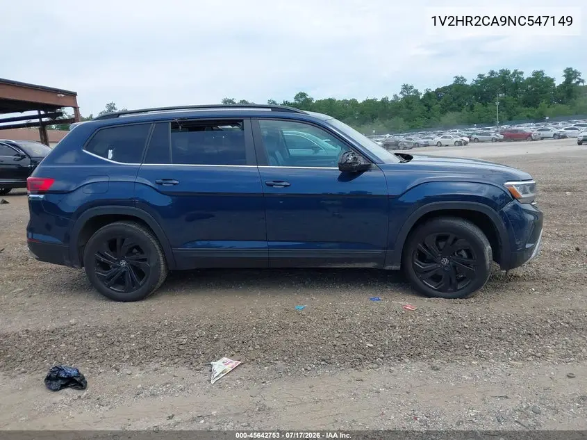 2022 Volkswagen Atlas 3.6L V6 Se W/Technology VIN: 1V2HR2CA9NC547149 Lot: 45642753