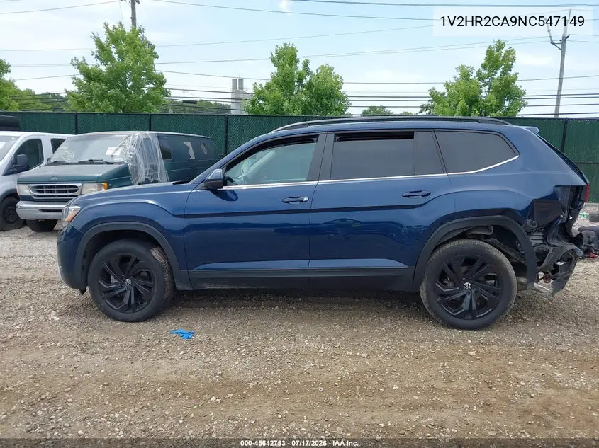 2022 Volkswagen Atlas 3.6L V6 Se W/Technology VIN: 1V2HR2CA9NC547149 Lot: 45642753