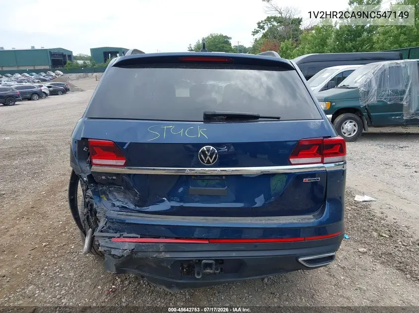 2022 Volkswagen Atlas 3.6L V6 Se W/Technology VIN: 1V2HR2CA9NC547149 Lot: 45642753