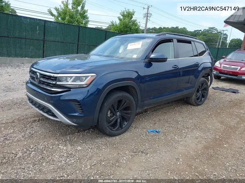 2022 Volkswagen Atlas 3.6L V6 Se W/Technology VIN: 1V2HR2CA9NC547149 Lot: 45642753