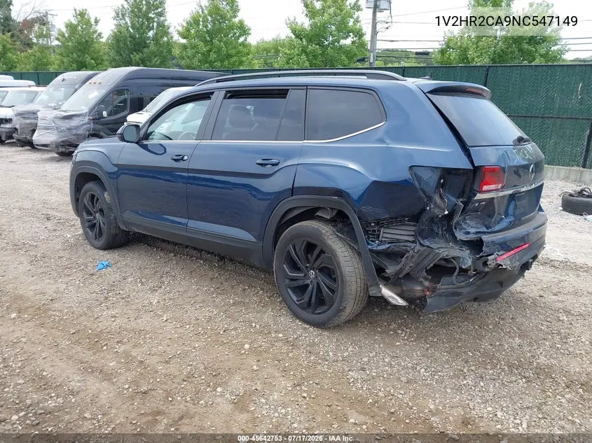 2022 Volkswagen Atlas 3.6L V6 Se W/Technology VIN: 1V2HR2CA9NC547149 Lot: 45642753