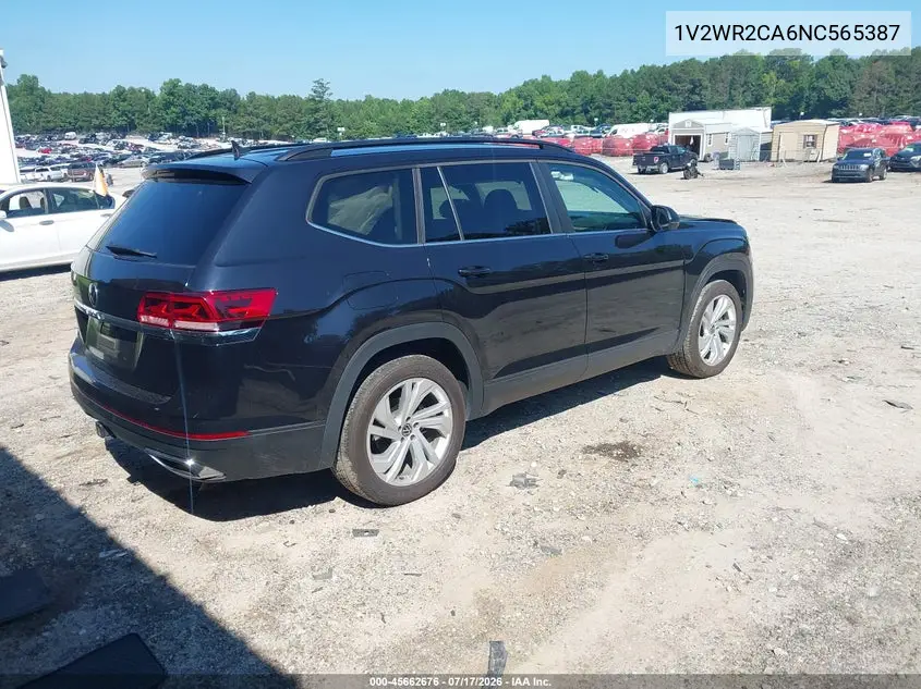 2022 Volkswagen Atlas 3.6L V6 Se W/Technology VIN: 1V2WR2CA6NC565387 Lot: 45662676