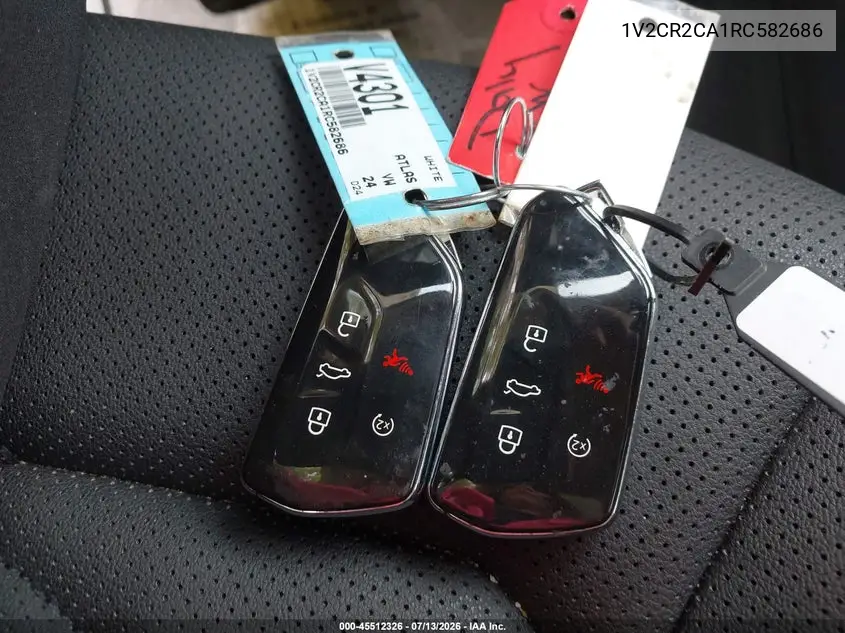 2024 Volkswagen Atlas 2.0T Peak Edition Se W/Technology VIN: 1V2CR2CA1RC582686 Lot: 45512326