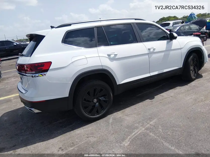 2024 Volkswagen Atlas 2.0T Se W/Technology VIN: 1V2JR2CA7RC534326 Lot: 45593541