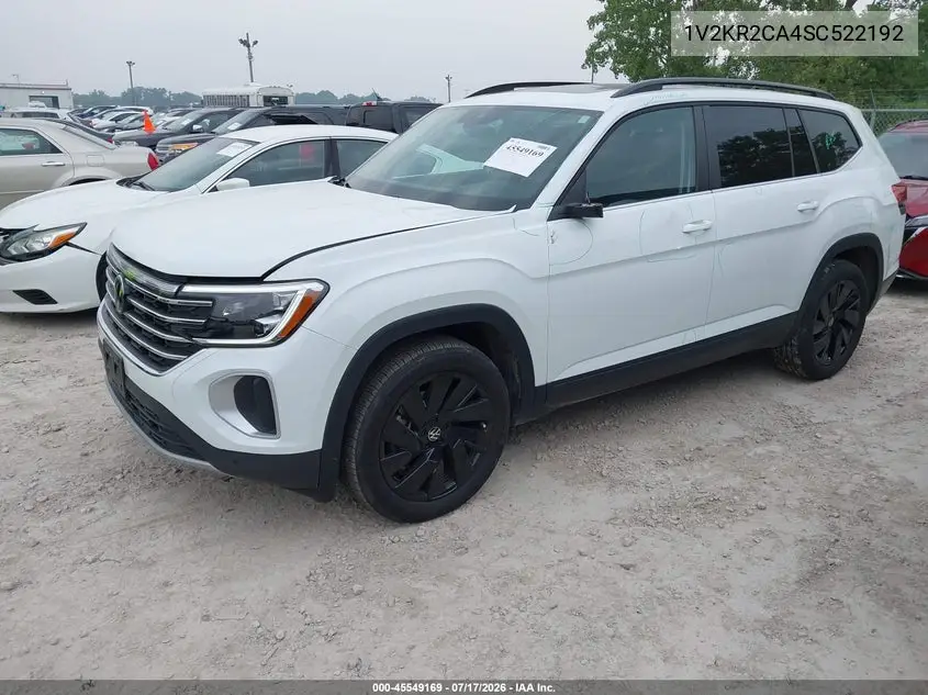2025 Volkswagen Atlas 2.0T Se W/Technology VIN: 1V2KR2CA4SC522192 Lot: 45549169